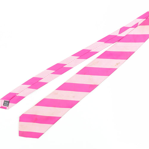 Marks and Spencer Men's Pink Silk Striped Slim Tie