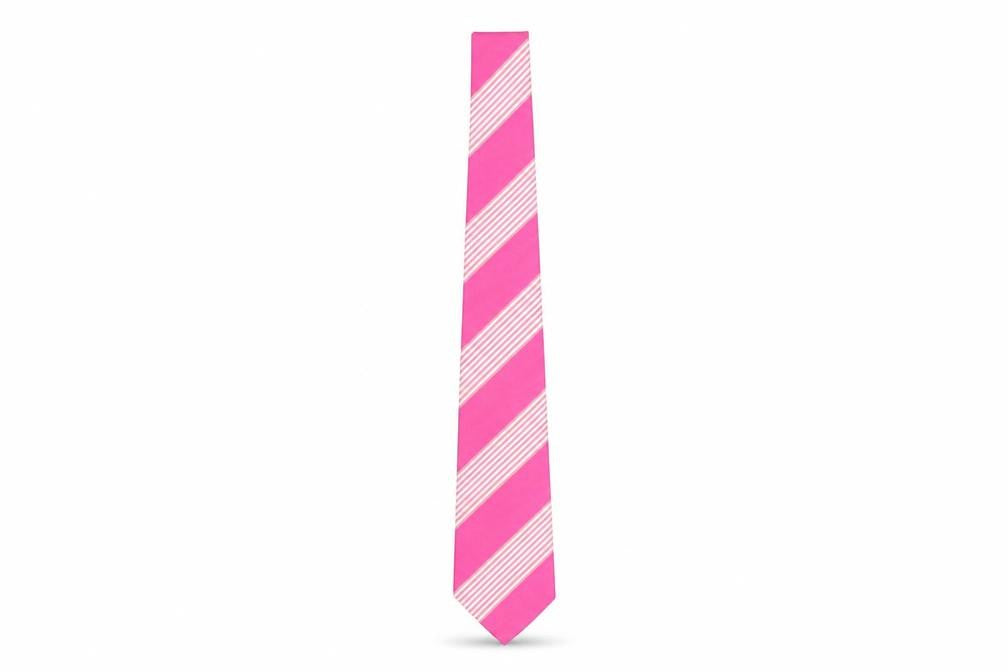Front view of Marks & Spencer Men's Pink Silk Striped Slim Tie