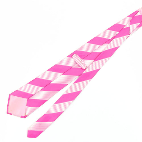 Marks and Spencer Men's Pink Silk Striped Slim Tie