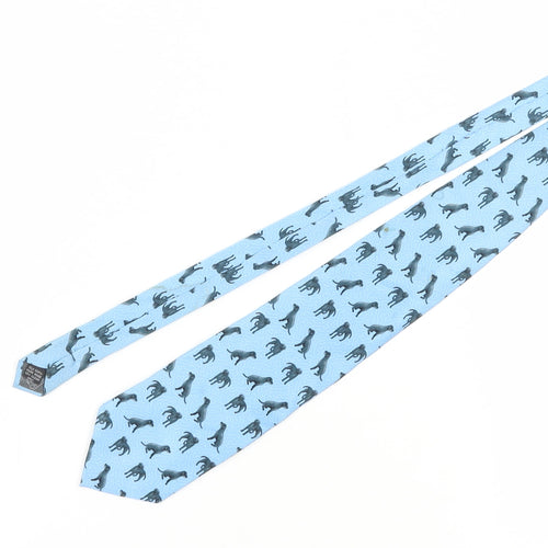 Fox & Chave Men's Blue Silk Animal Print Tie