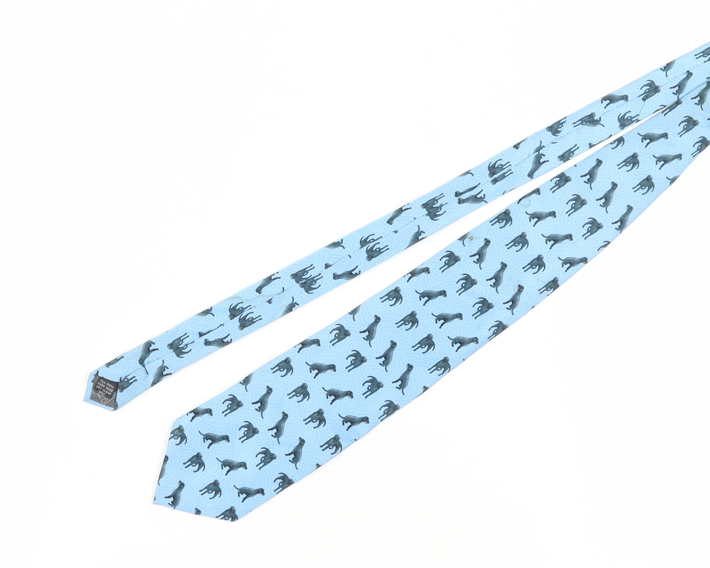 Fox & Chave Men's Blue Silk Animal Print Tie