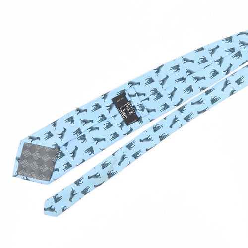 Fox & Chave Men's Blue Silk Animal Print Tie