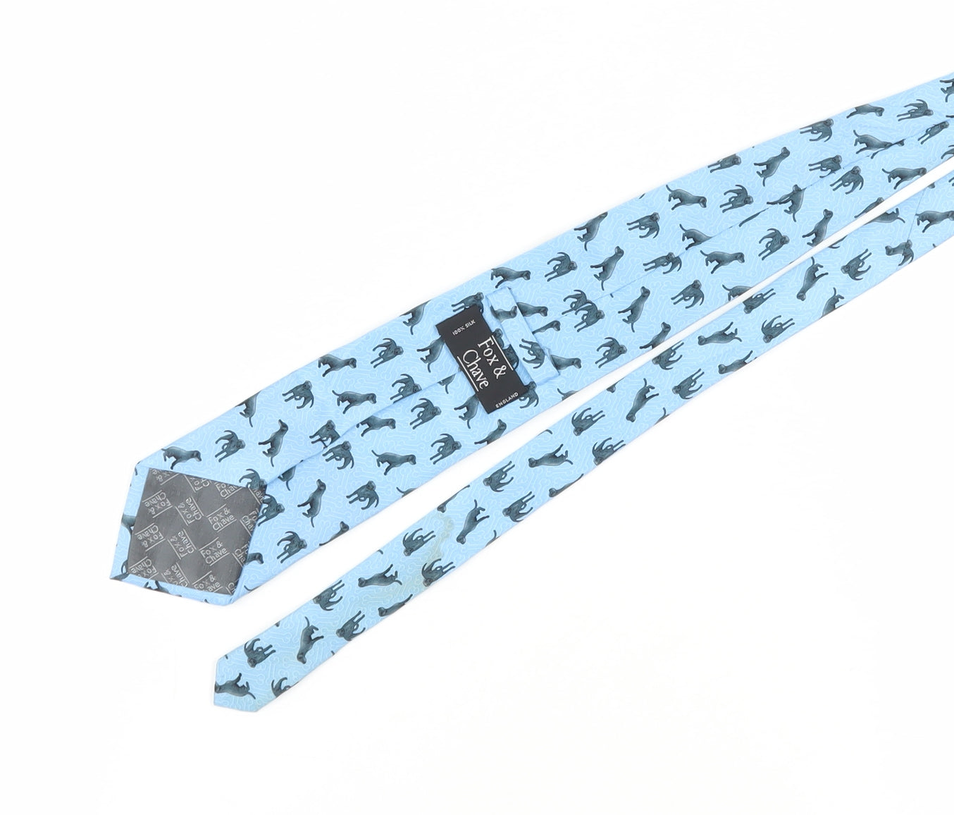 Fox & Chave Men's Blue Silk Animal Print Tie