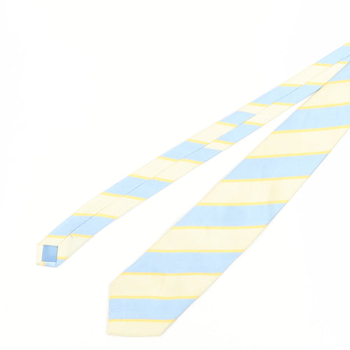 Francisco Barón Men's Blue Yellow Silk Striped Slim Tie