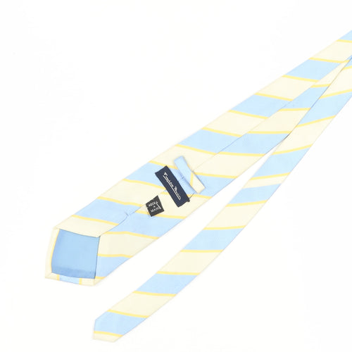 Francisco Barón Men's Blue Yellow Silk Striped Slim Tie