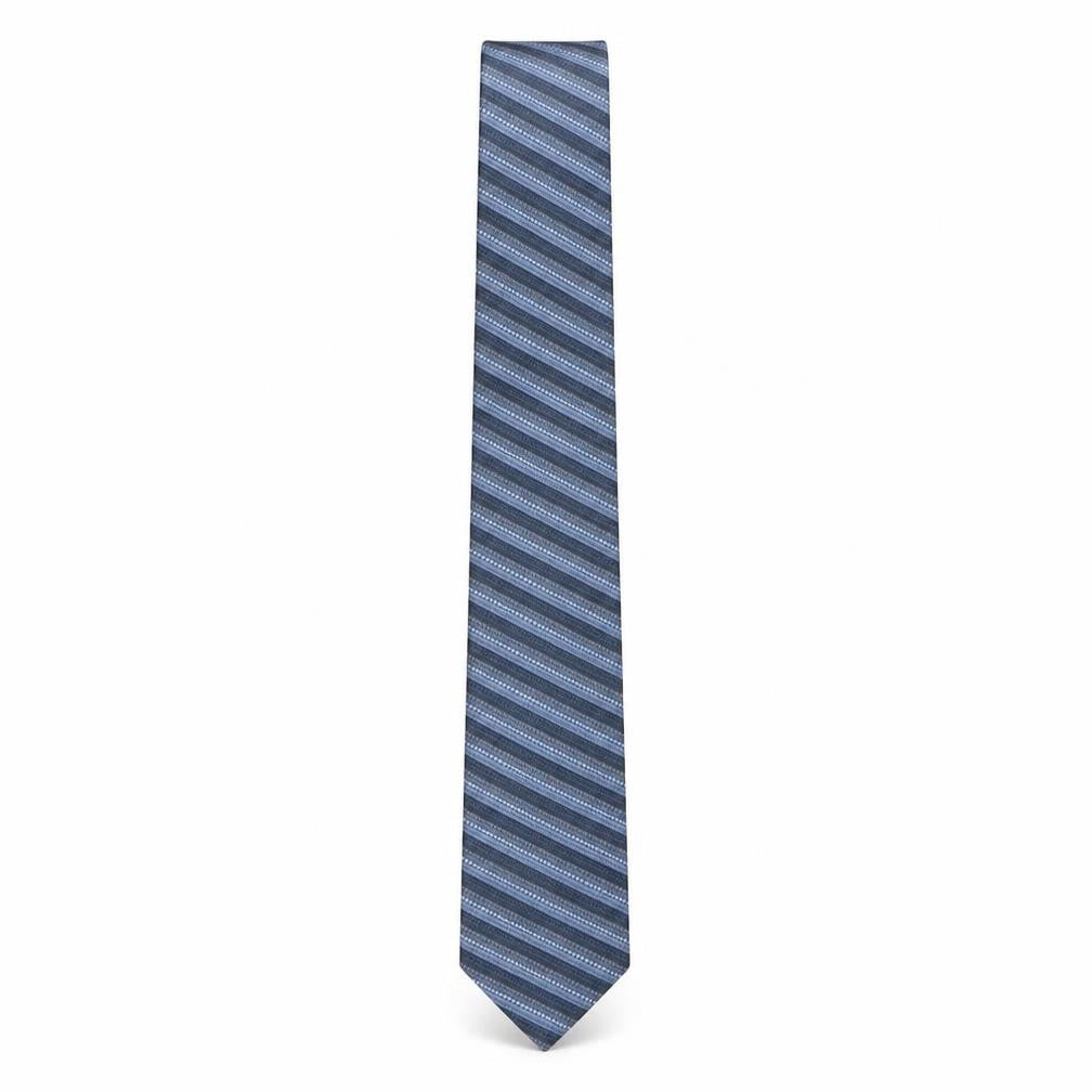 Front view of Savile Row Men's Blue Striped Silk Tie One Size