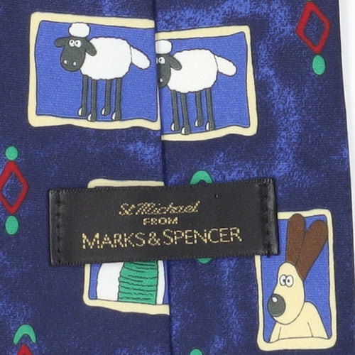 Marks and Spencer Men's Blue Cartoon Animal Slim Tie