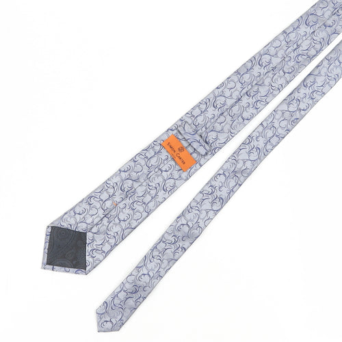 Simon Carter Men's Grey Floral Silk Handmade Tie