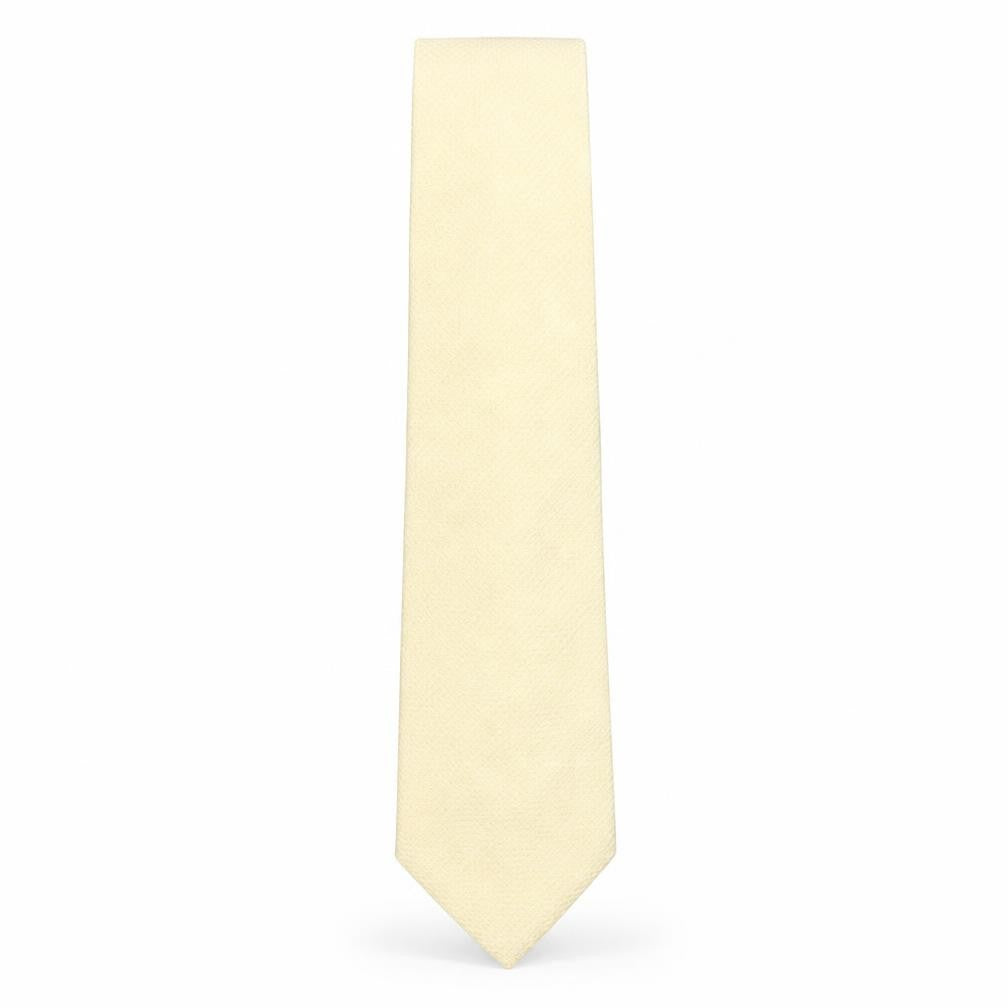 Front view of Fox & Chave Men's Beige Silk Tie