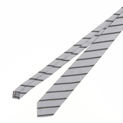 Jeff Banks Stvdio Men's Silver Slim Silk Striped Tie