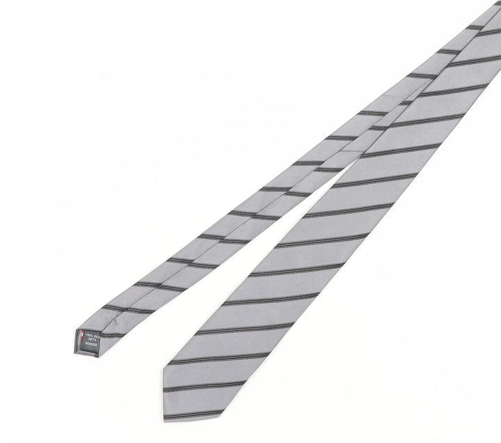 Jeff Banks Stvdio Men's Silver Slim Silk Striped Tie