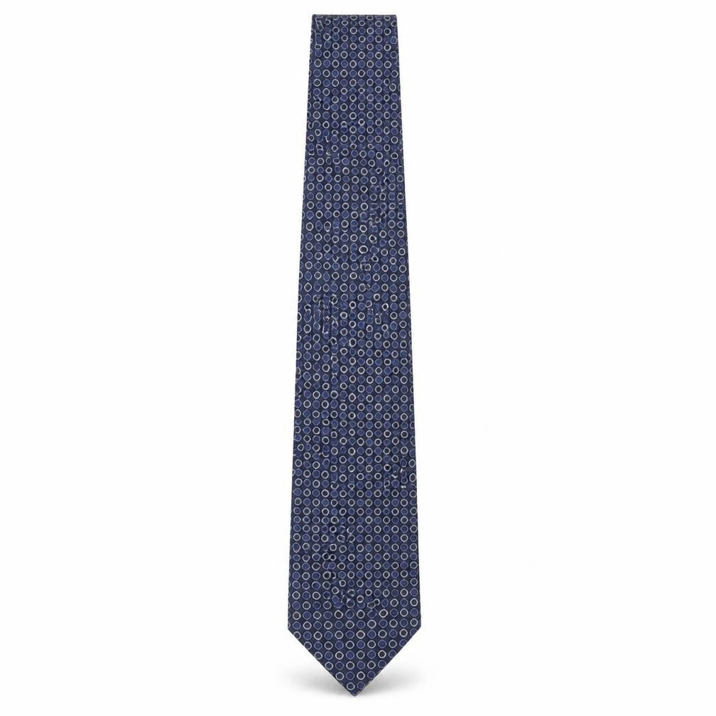 Front view of Pierre Cardin Men's Blue Silk Geometric Tie Designer