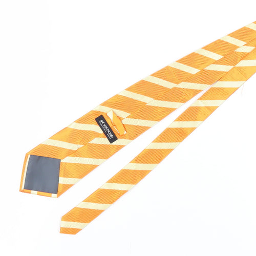 Youngor Men's Orange Striped Silk Tie - Elegant Pointed Style