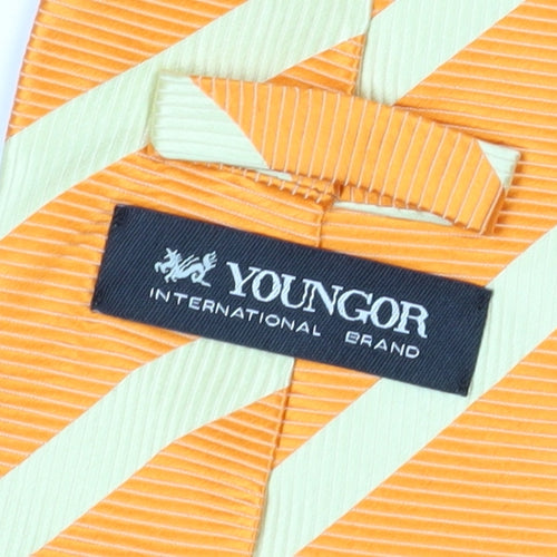 Youngor Men's Orange Striped Silk Tie - Elegant Pointed Style