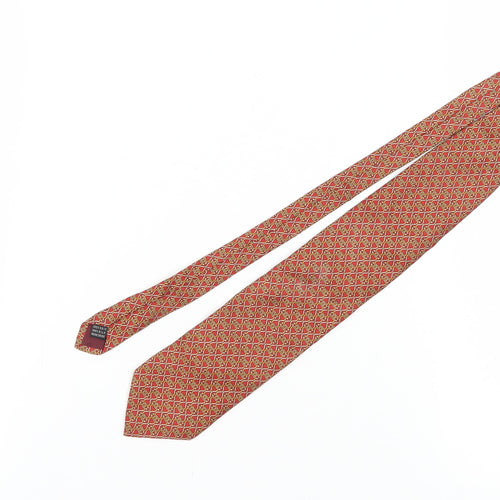 Fox & Chave Men's Red Geometric Silk Tie, Designer Style