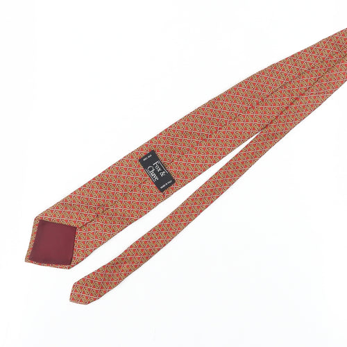 Fox & Chave Men's Red Geometric Silk Tie, Designer Style