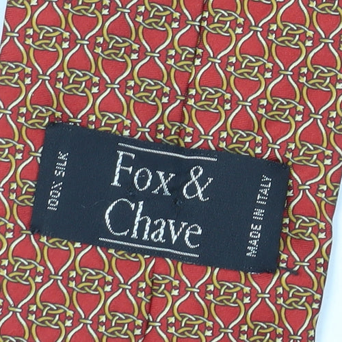 Fox & Chave Men's Red Geometric Silk Tie, Designer Style