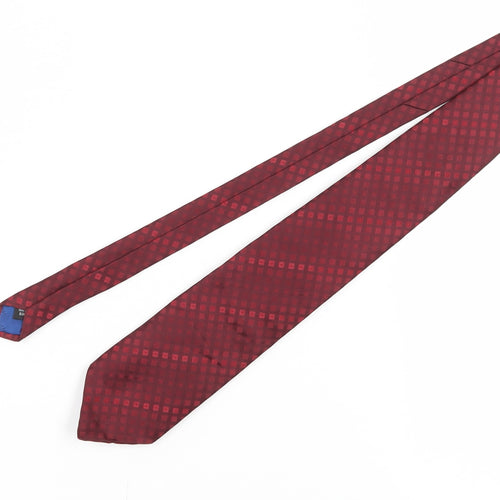 Jeff Banks Red Plaid Men's Silk Tie