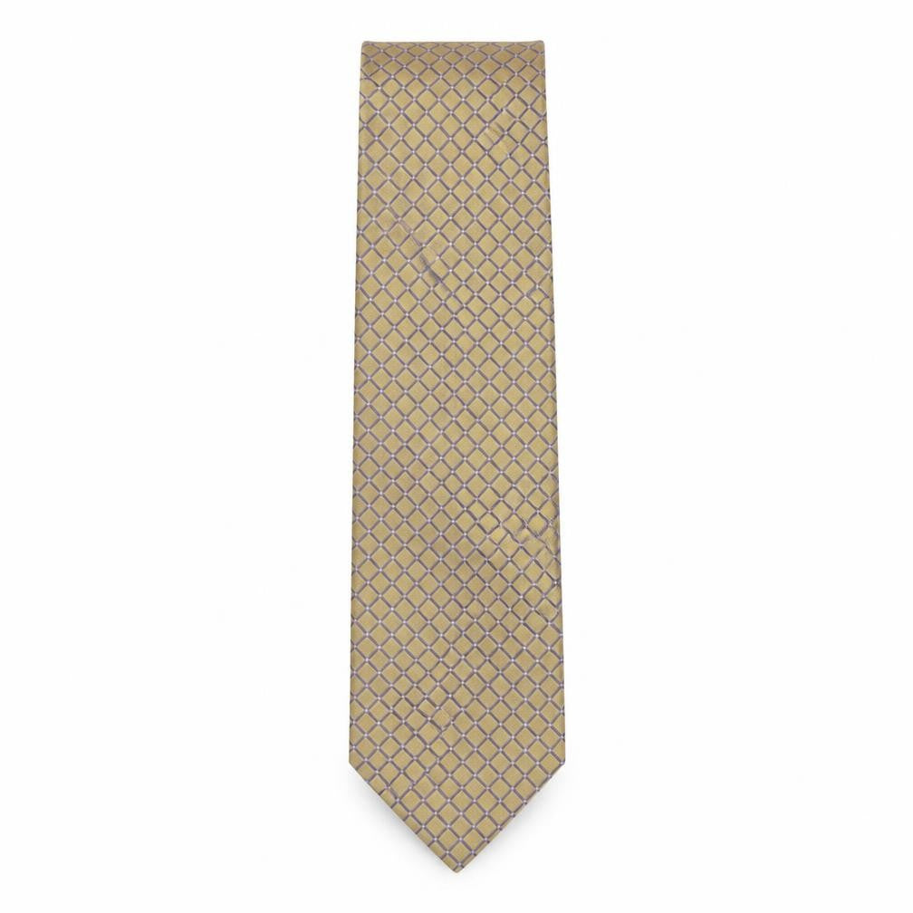 Front view of Thomas Nash Men's Bronze Geometric Silk Tie