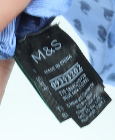 Marks and Spencer Blue Silk Men's Tie with Seahorse Pattern