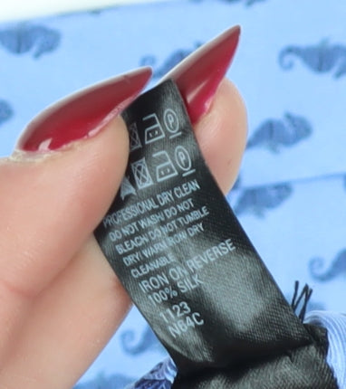 Marks and Spencer Blue Silk Men's Tie with Seahorse Pattern