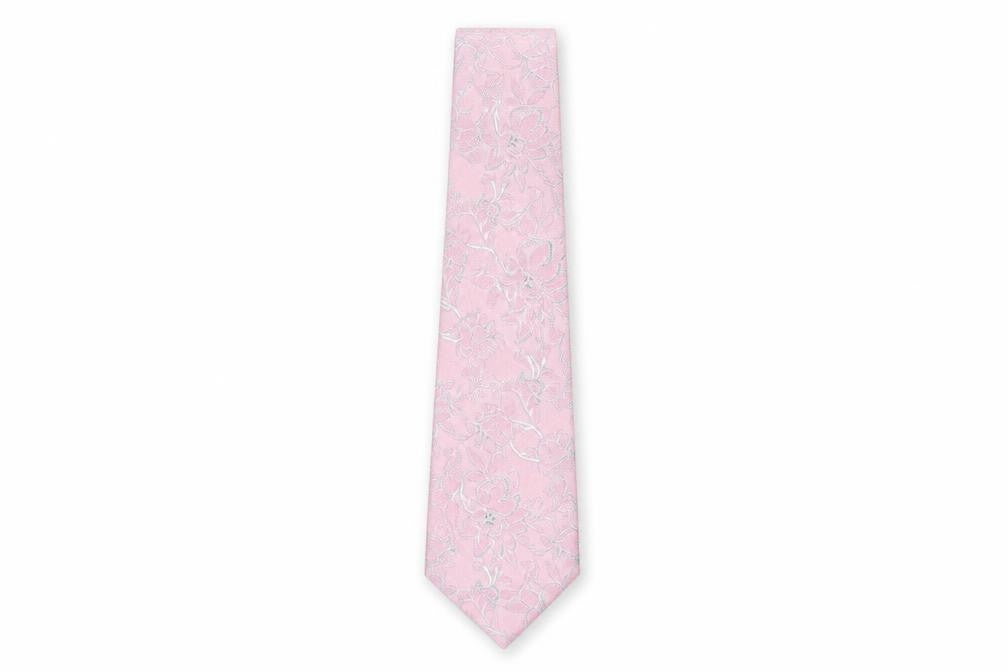 Front view of French Connection Pink Floral Silk Men's Tie
