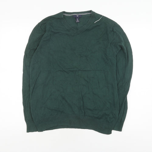 Gap Men's Green V-Neck Pullover Jumper, Size M