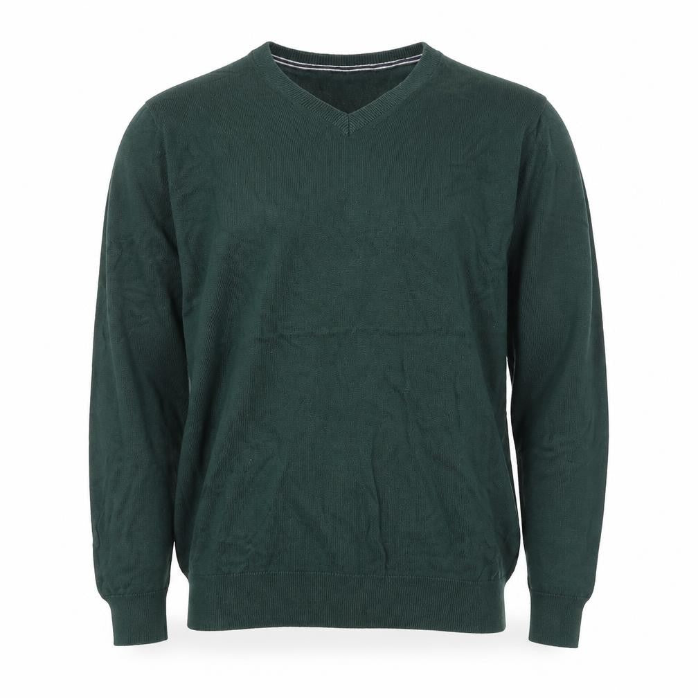 Front view of Gap Men's Green V-Neck jumper, size M