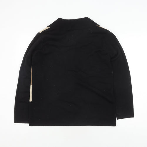 CMD Womens Black XL Geometric Collared Cardigan