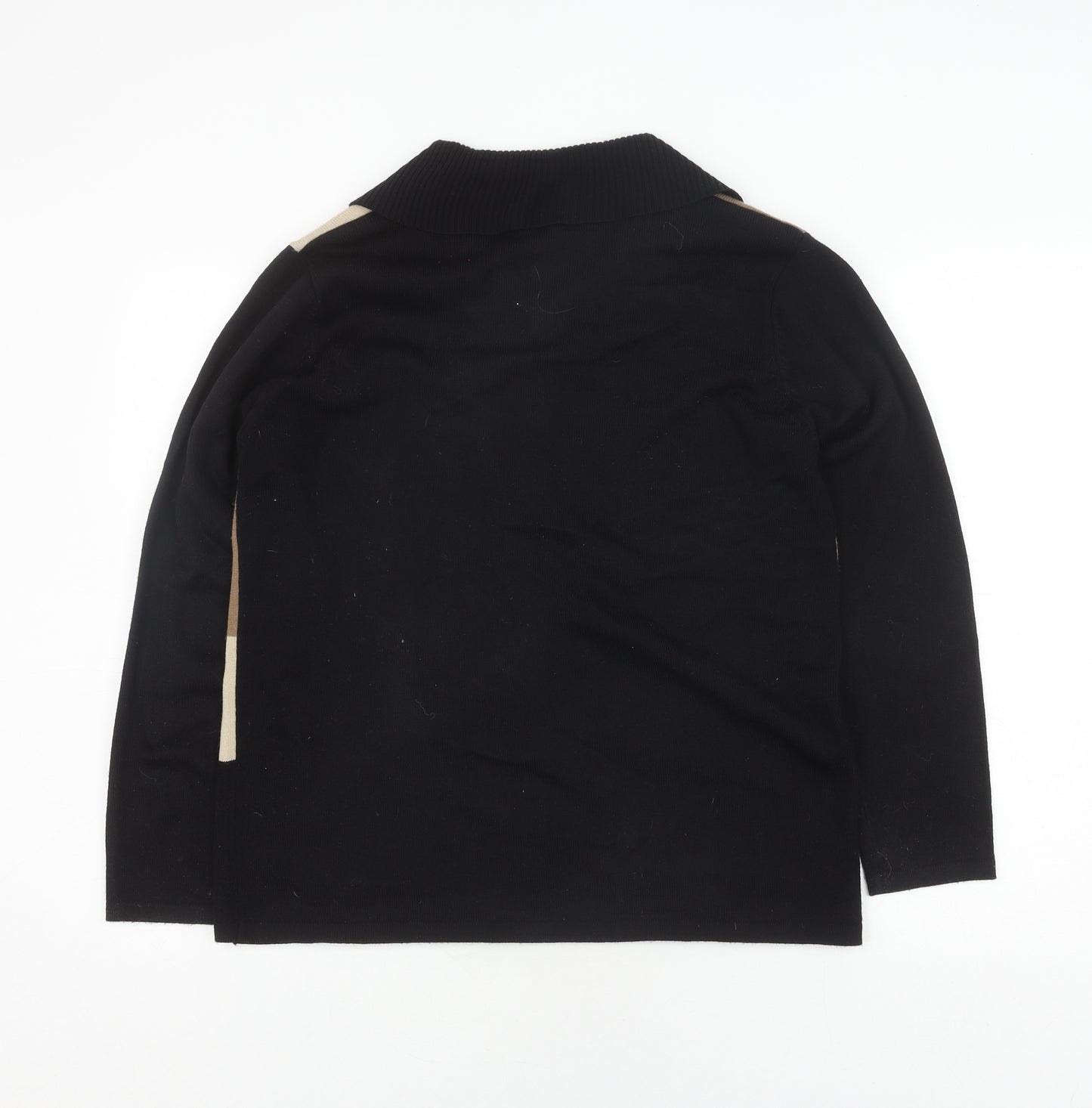 CMD Womens Black XL Geometric Collared Cardigan
