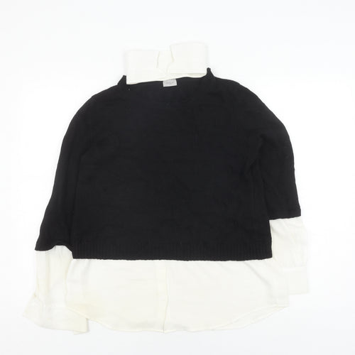 Marella Sport Women's Black Ivory Layered Knit Top M