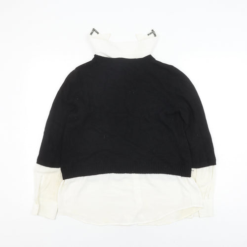 Marella Sport Women's Black Ivory Layered Knit Top M