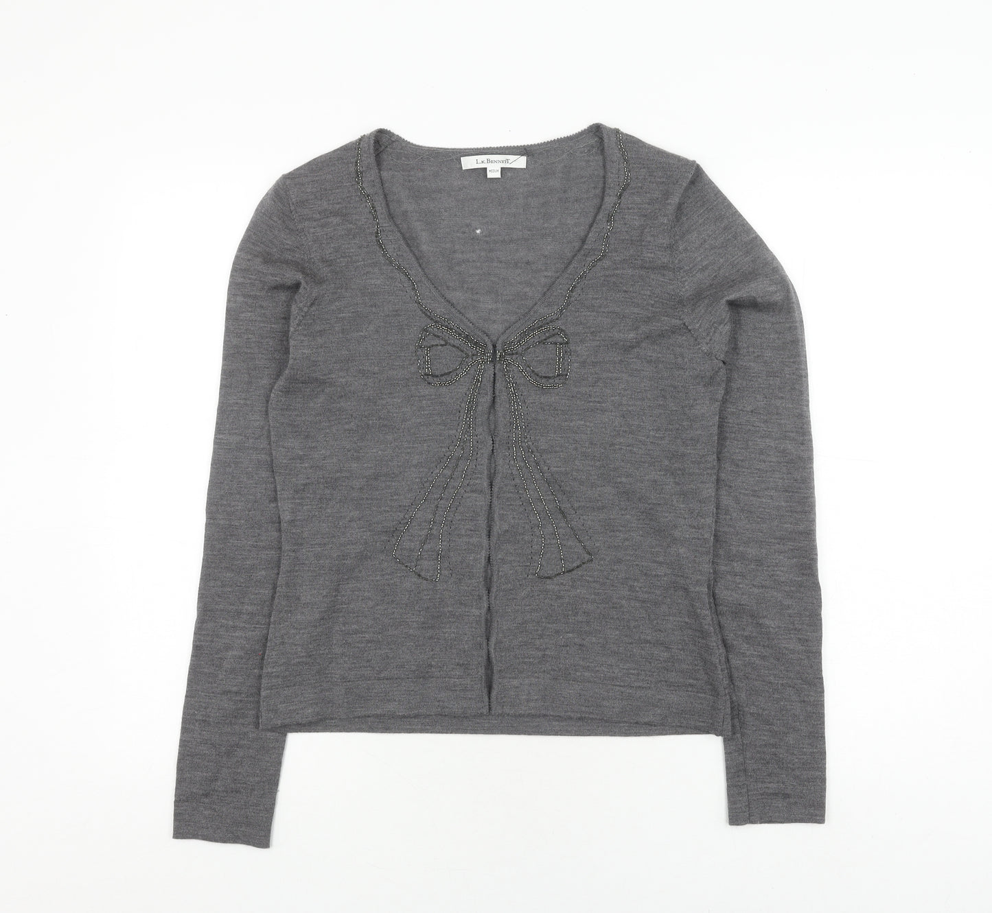 L.K. Bennett Grey Women's Cardigan Size M Wool Knit