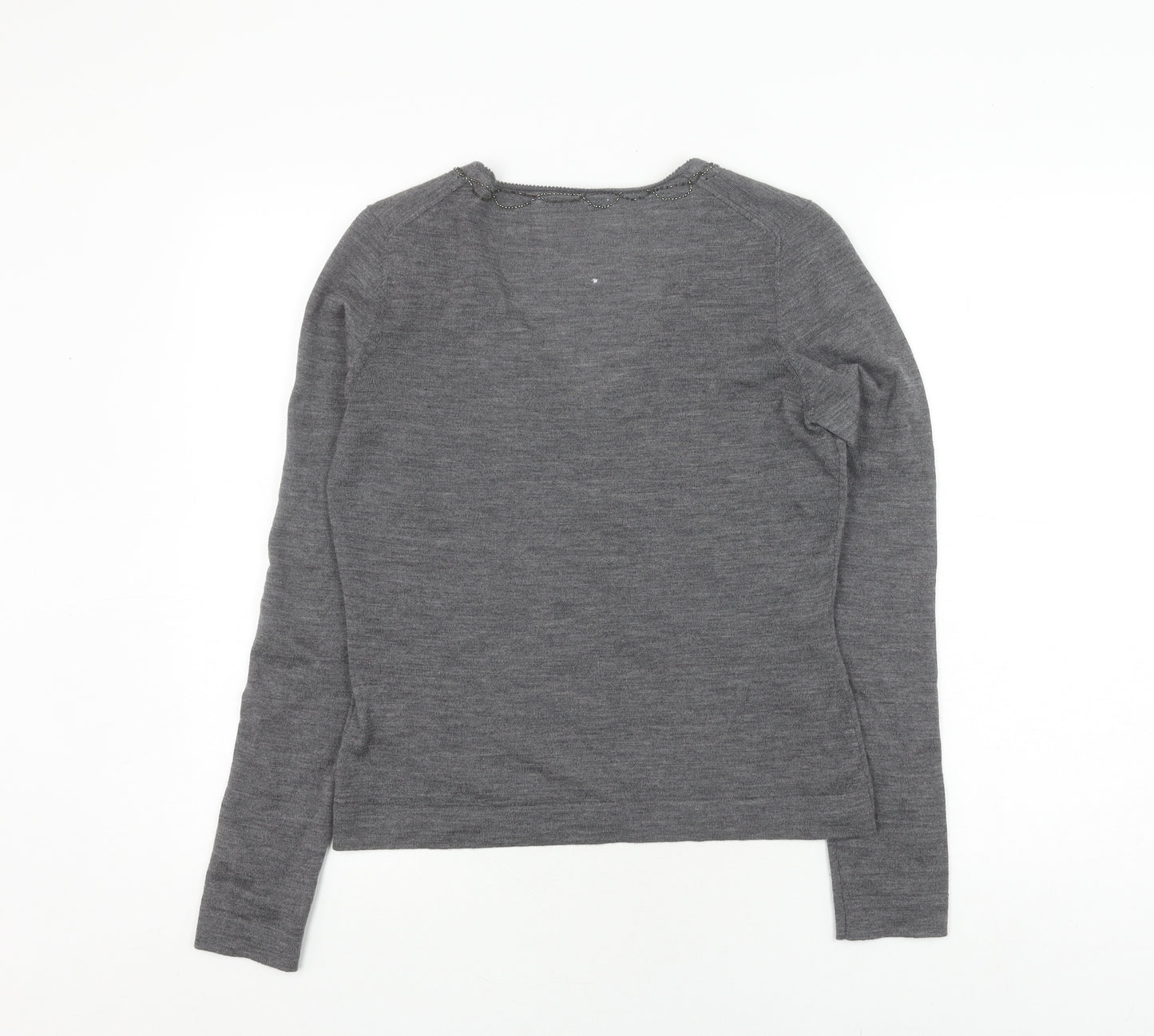 L.K. Bennett Grey Women's Cardigan Size M Wool Knit