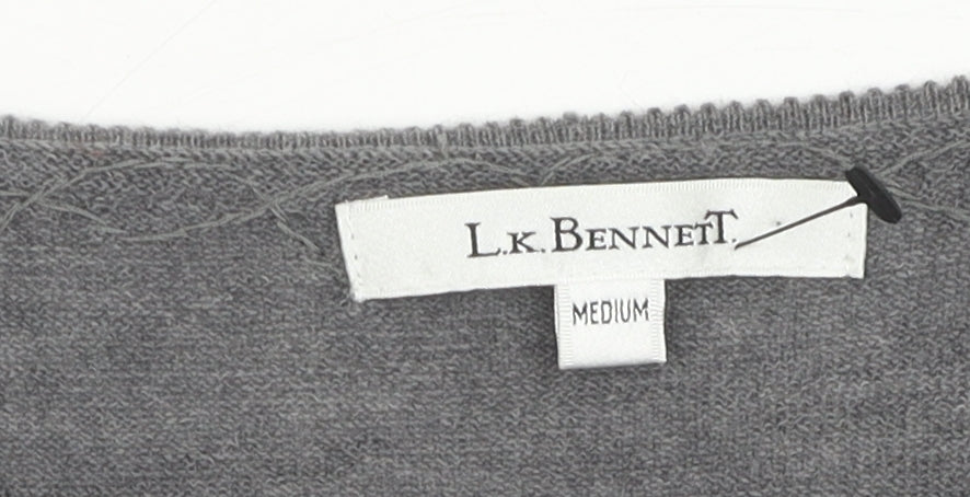 L.K. Bennett Grey Women's Cardigan Size M Wool Knit