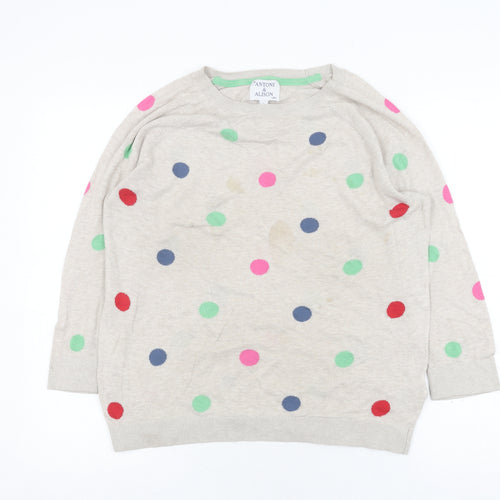Antoni & Alison Women's Beige Polka Dot Pullover Jumper L