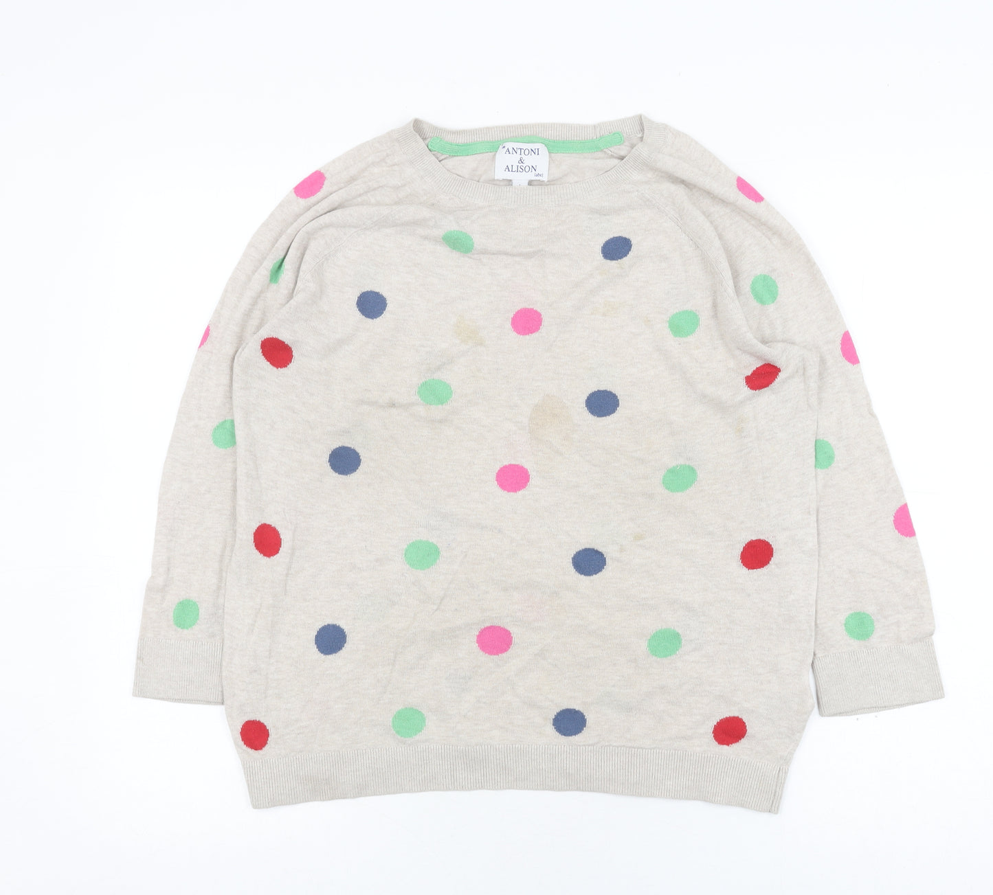 Antoni & Alison Women's Beige Polka Dot Pullover Jumper L