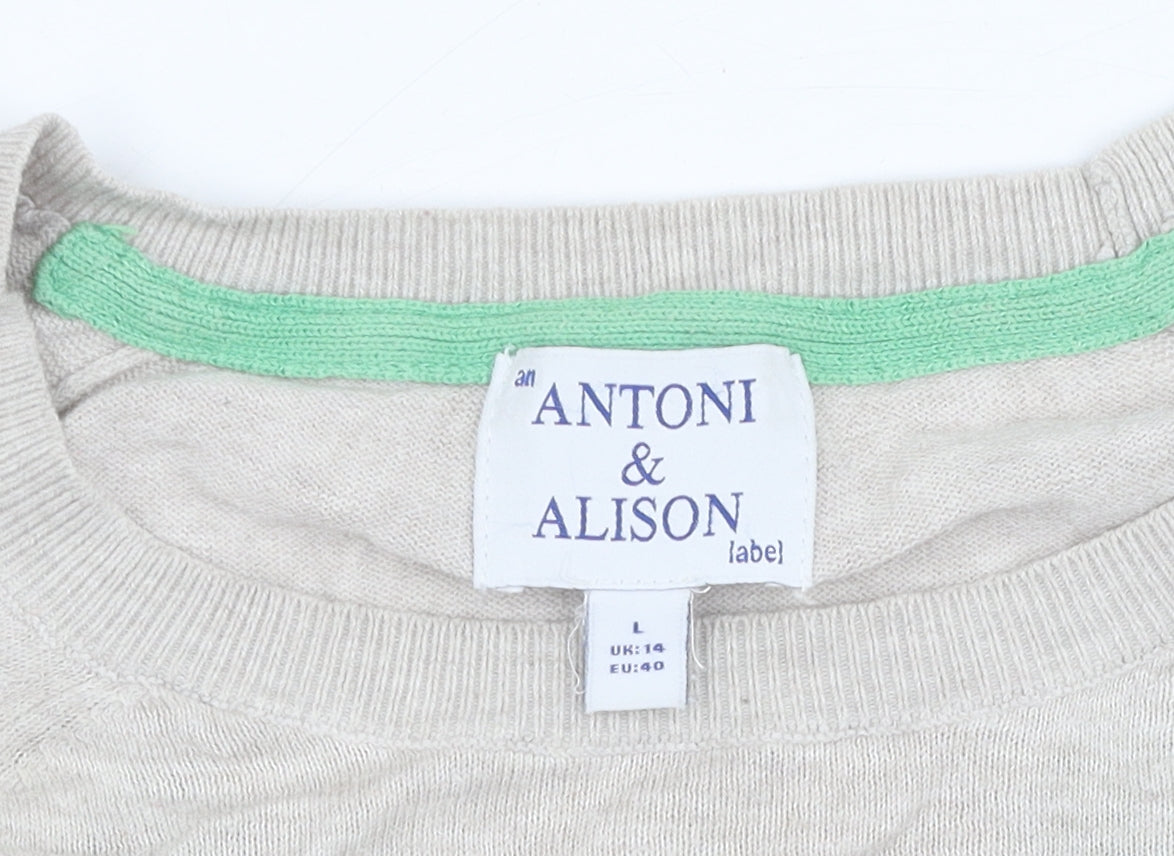 Antoni & Alison Women's Beige Polka Dot Pullover Jumper L