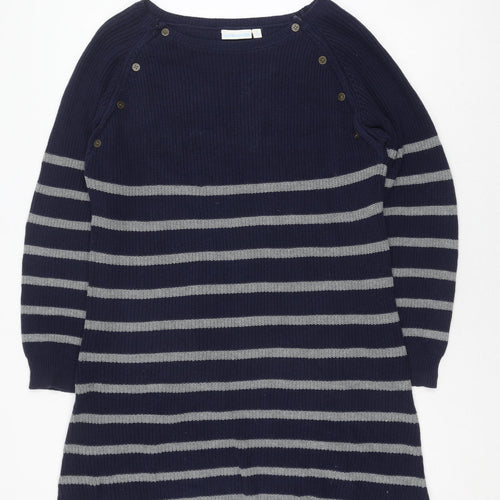 JoJo Maman Bébé Women's Blue Striped Knit Jumper