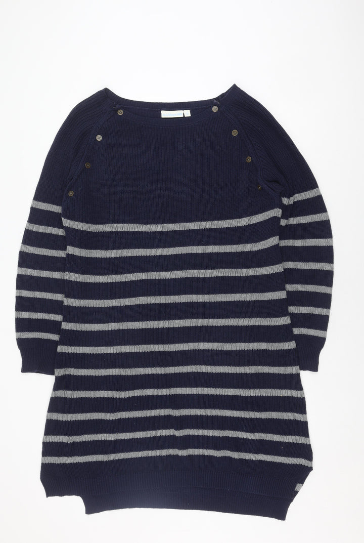 JoJo Maman Bébé Women's Blue Striped Knit Jumper