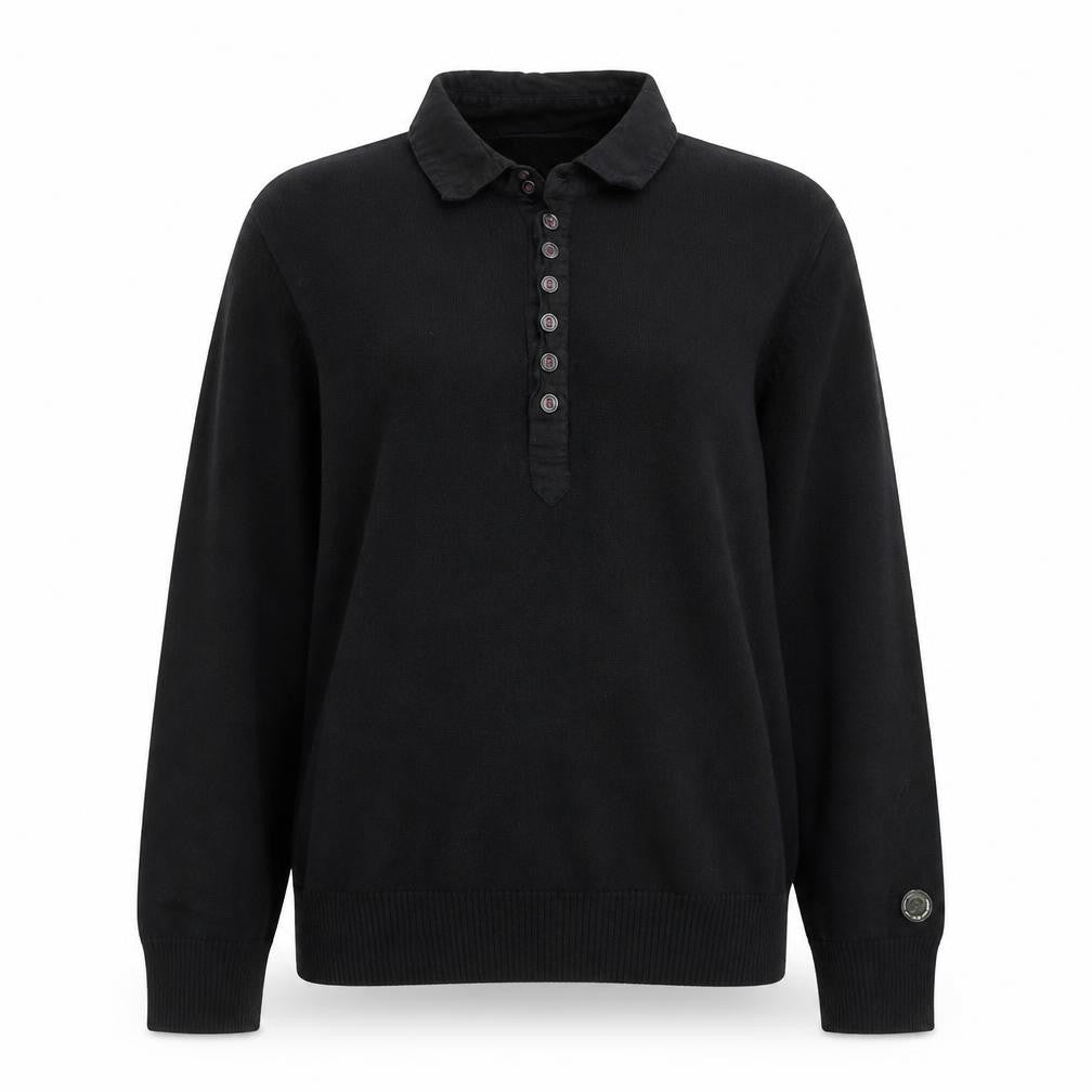 Front view of Diesel Women's Black Cotton Henley Jumper, size S
