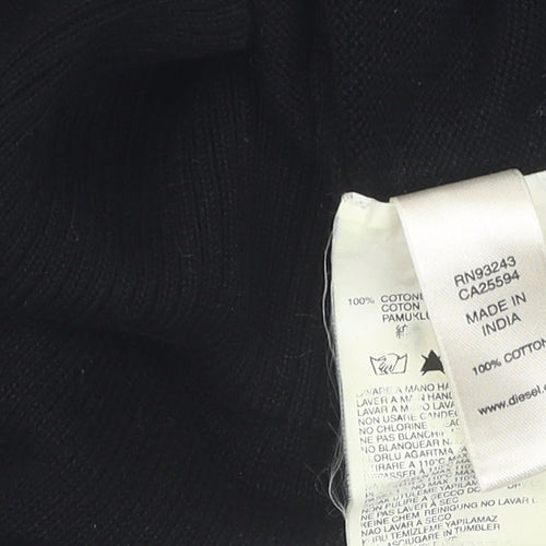 Diesel Women's Black Cotton Henley Jumper, Size S