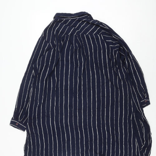 Yours Women Blue Striped Button-Up Shirt Size 18