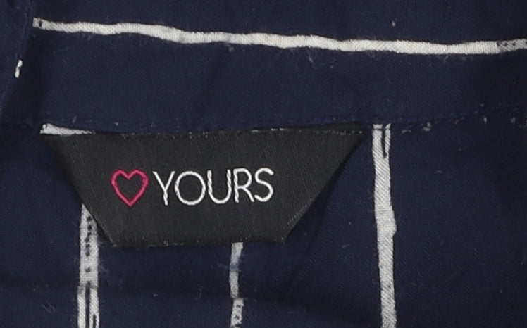 Yours Women Blue Striped Button-Up Shirt Size 18