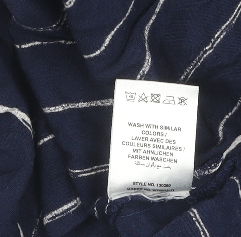 Yours Women Blue Striped Button-Up Shirt Size 18