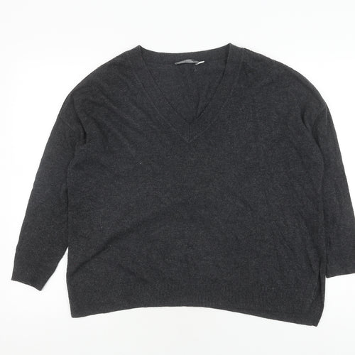Mint Velvet Women’s Grey Pullover Jumper S V-Neck
