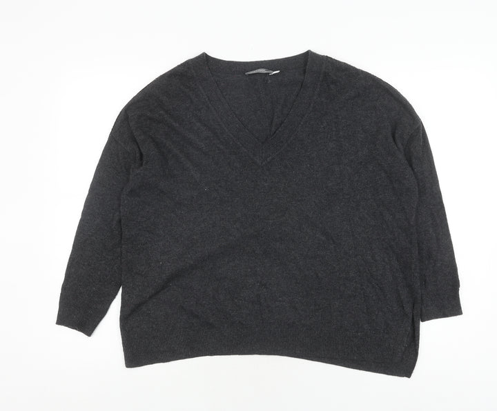 Mint Velvet Women’s Grey Pullover Jumper S V-Neck