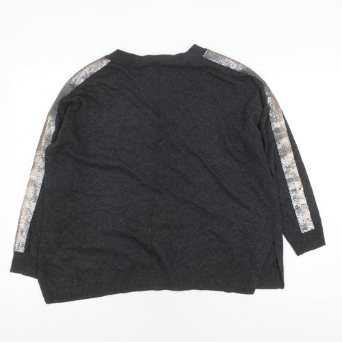 Mint Velvet Women’s Grey Pullover Jumper S V-Neck
