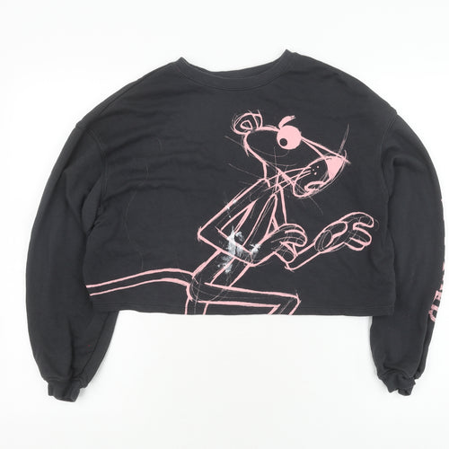 H&M Girls Black Pink Panther Pullover Sweatshirt 14-15 Years
