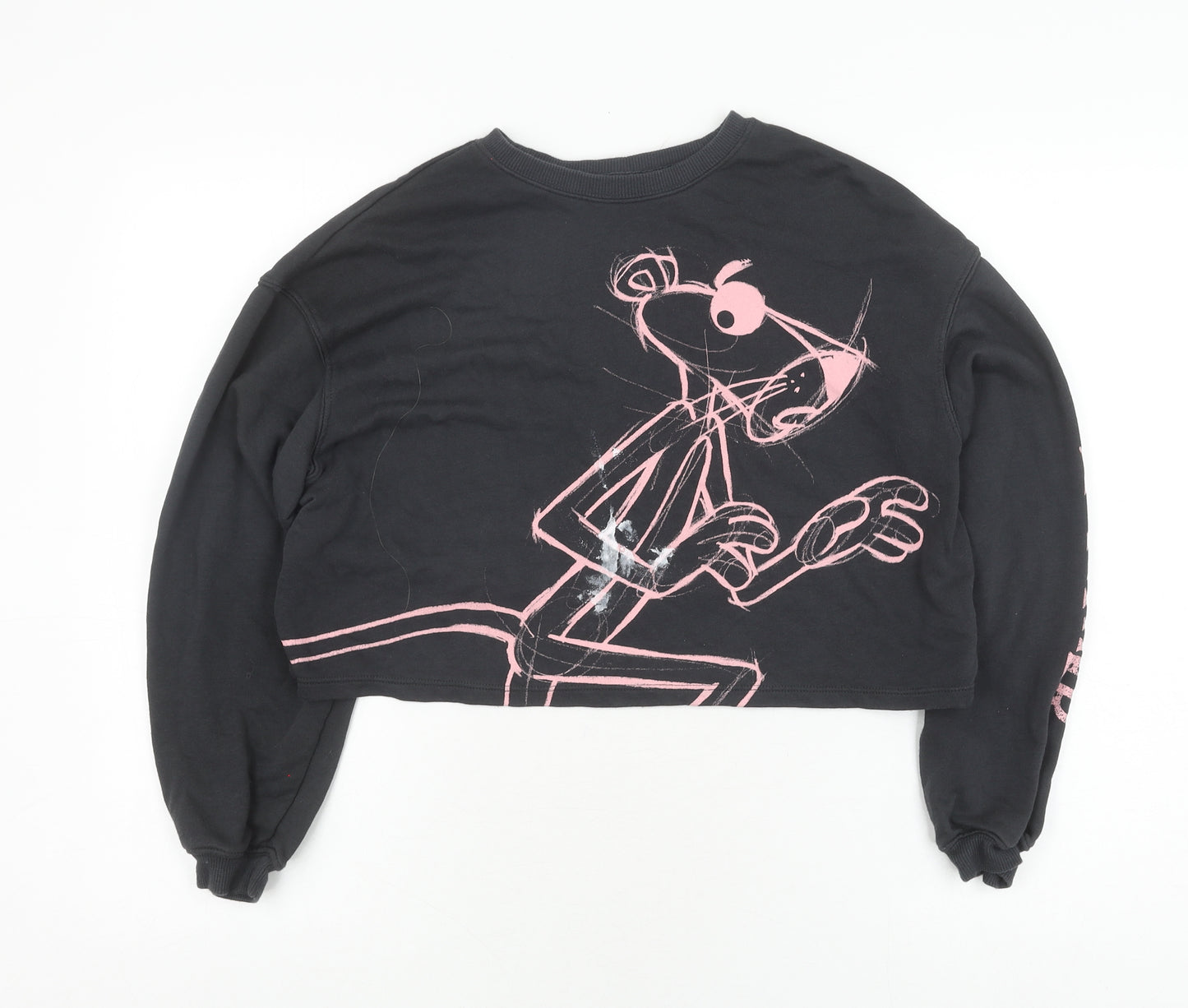 H&M Girls Black Pink Panther Pullover Sweatshirt 14-15 Years